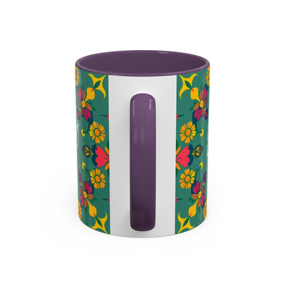 Accent Coffee Mug, Sagittarius, Zodiac. Flower Pattern, (11, 15oz)