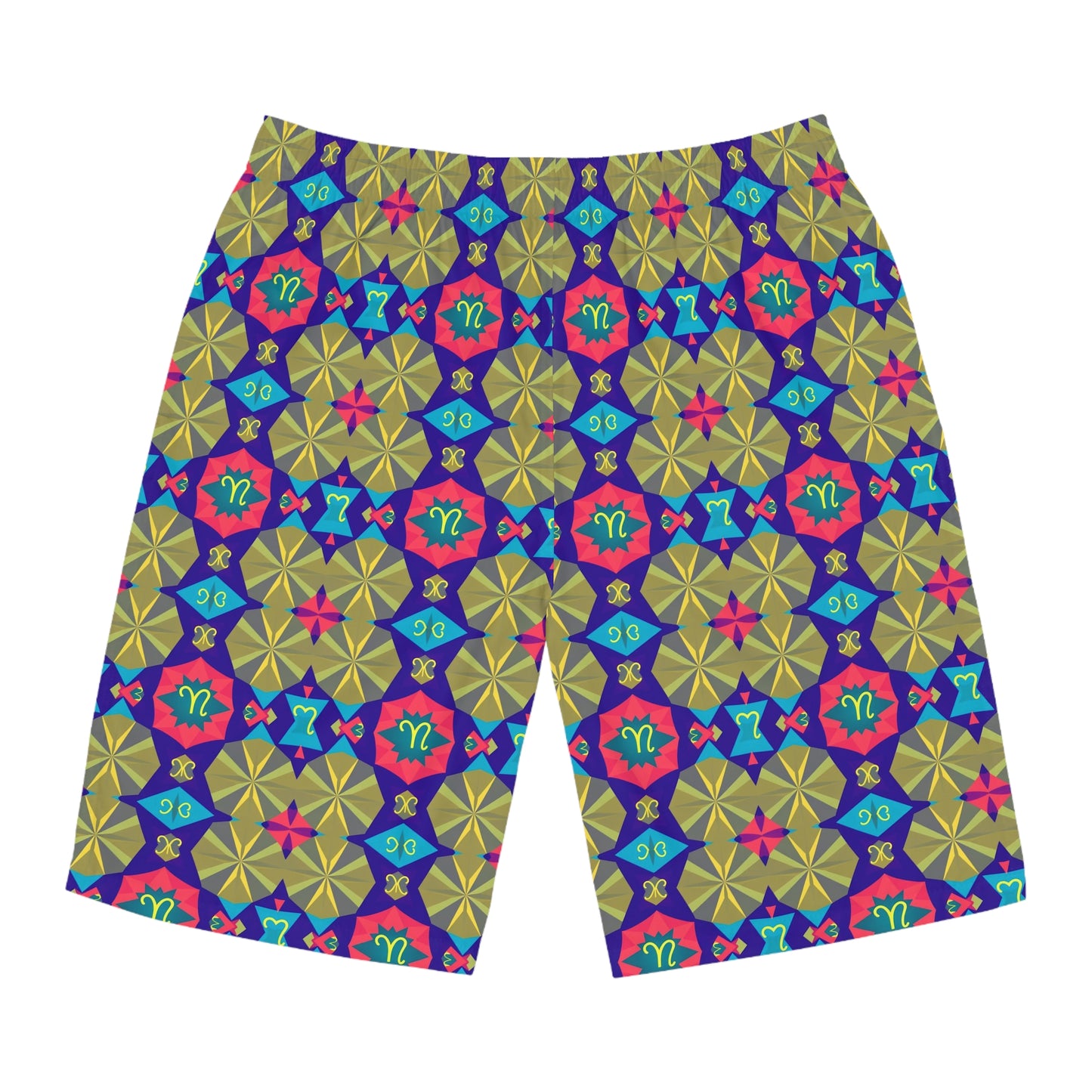 Men's Board Shorts, (AOP), Aquarius, Zodiac v1, Shape Pattern
