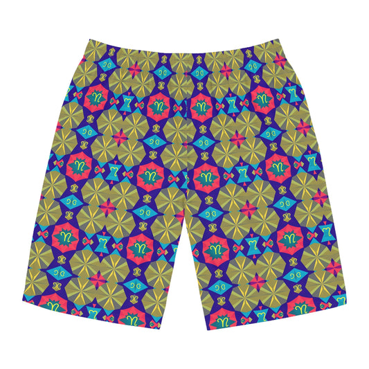 Men's Board Shorts, (AOP), Aquarius, Zodiac v1, Shape Pattern