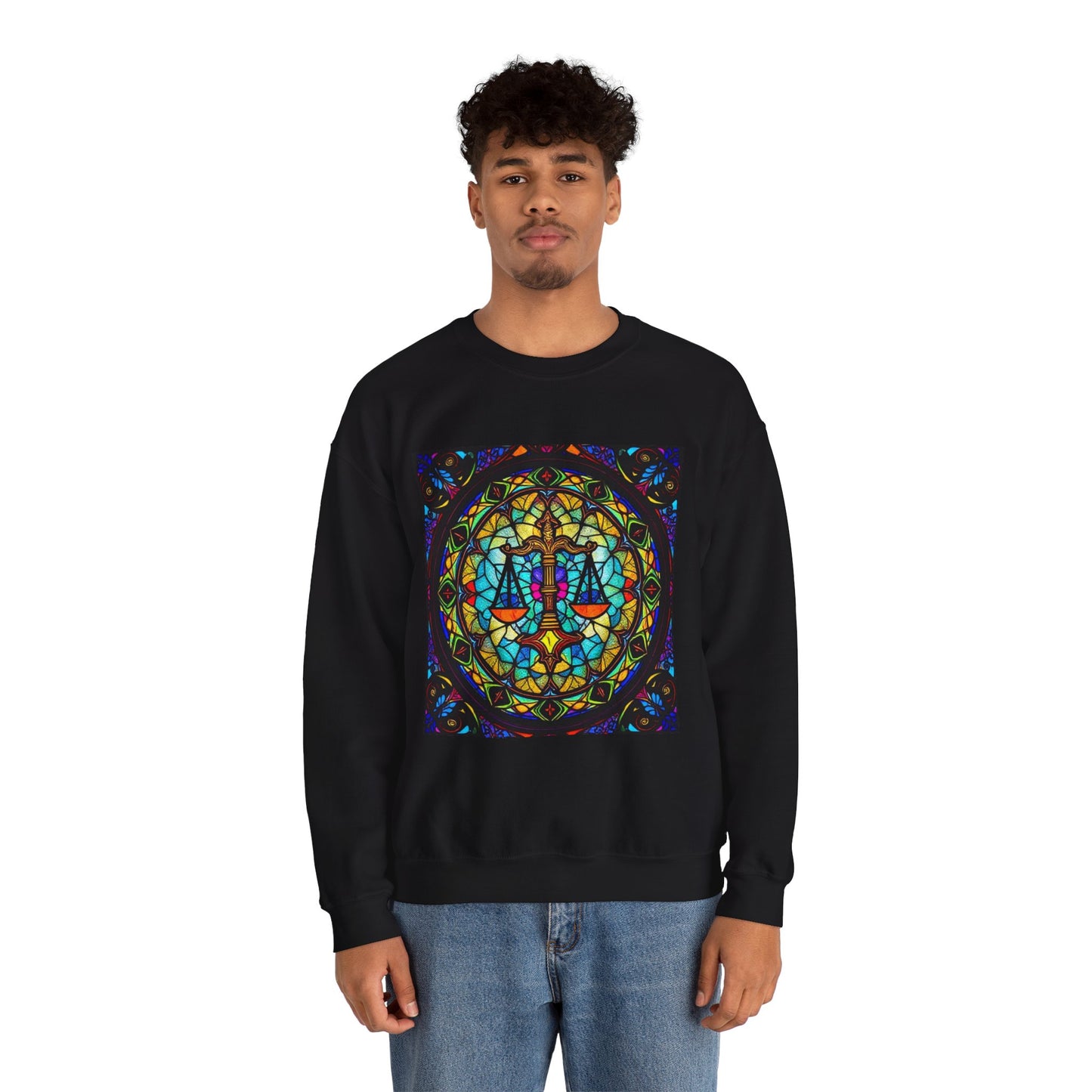 Unisex Heavy Blend™ Crewneck Sweatshirt, Glass, Libra Zodiac Design