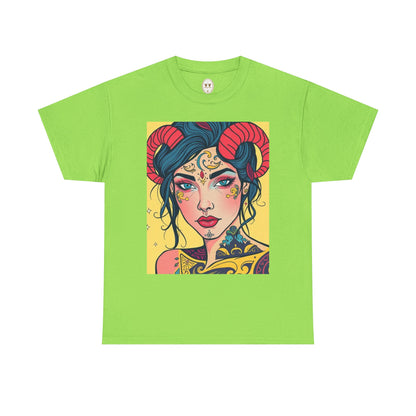 Unisex Heavy Cotton T-Shirt, Aries, Zodiac, Sexy Art