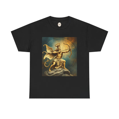 Unisex Heavy Cotton T-Shirt, Sagittarius King, Bow & Arrow v1, Zodiac Design