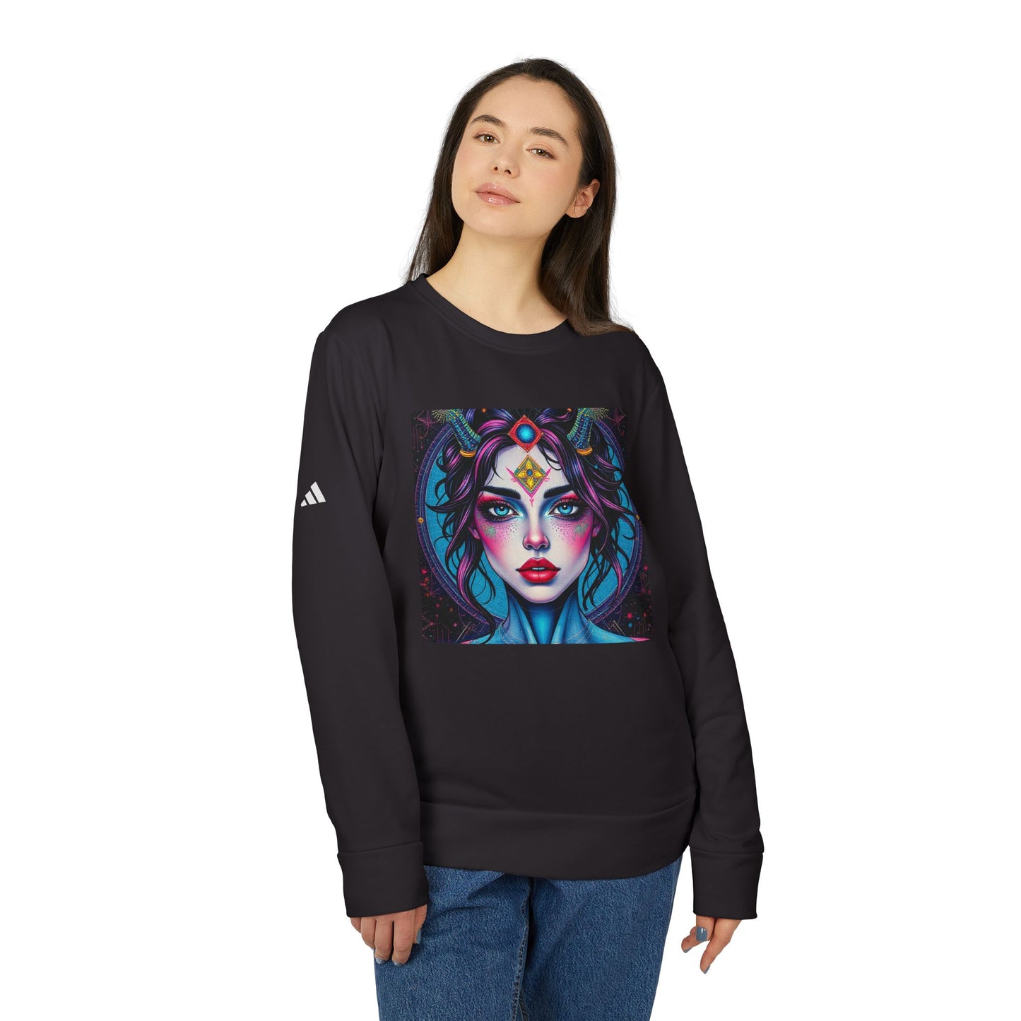 Adidas, Unisex Fleece Crewneck Sweatshirt, Aquarius, Pop Art, Zodiac