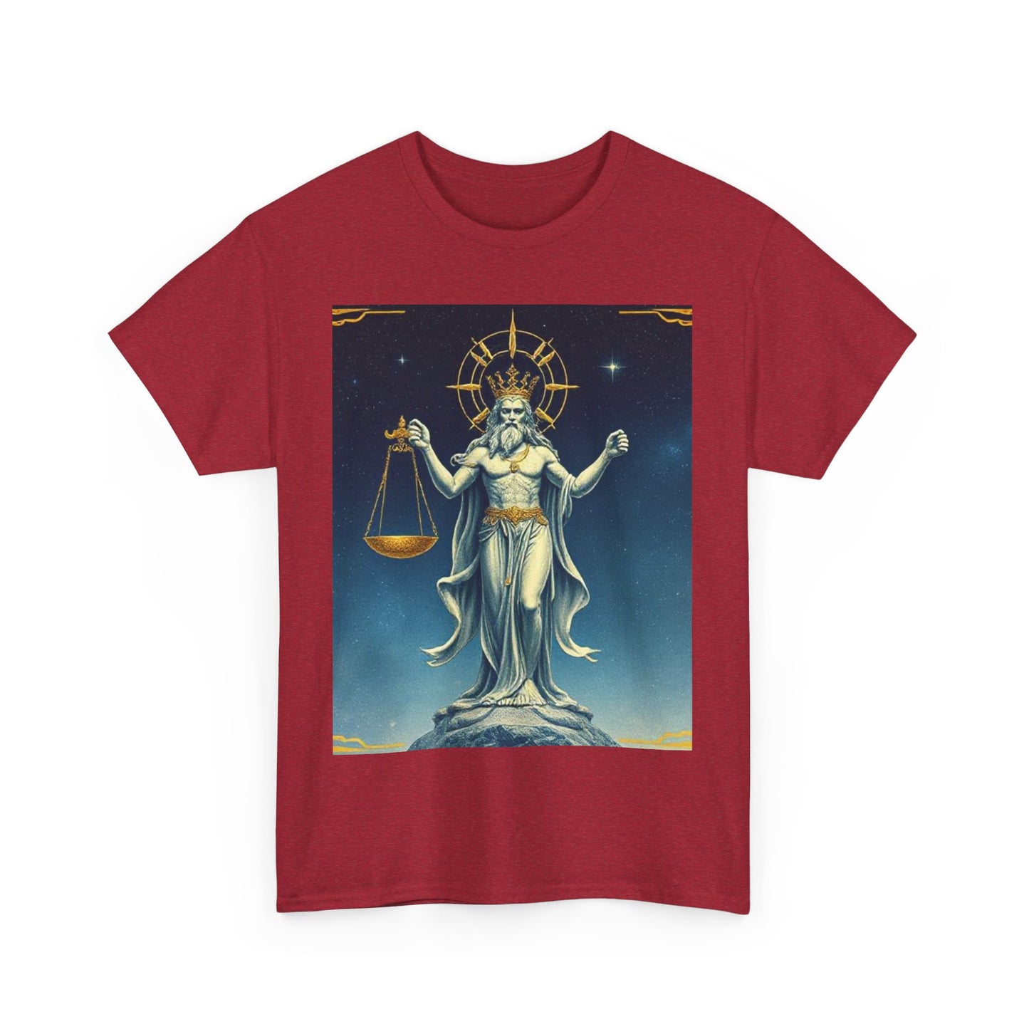 Unisex Heavy Cotton T-Shirt, Space, Libra God, Zodiac Design