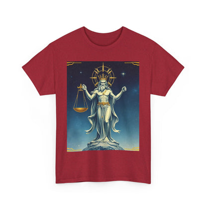 Unisex Heavy Cotton T-Shirt, Space, Libra God, Zodiac Design