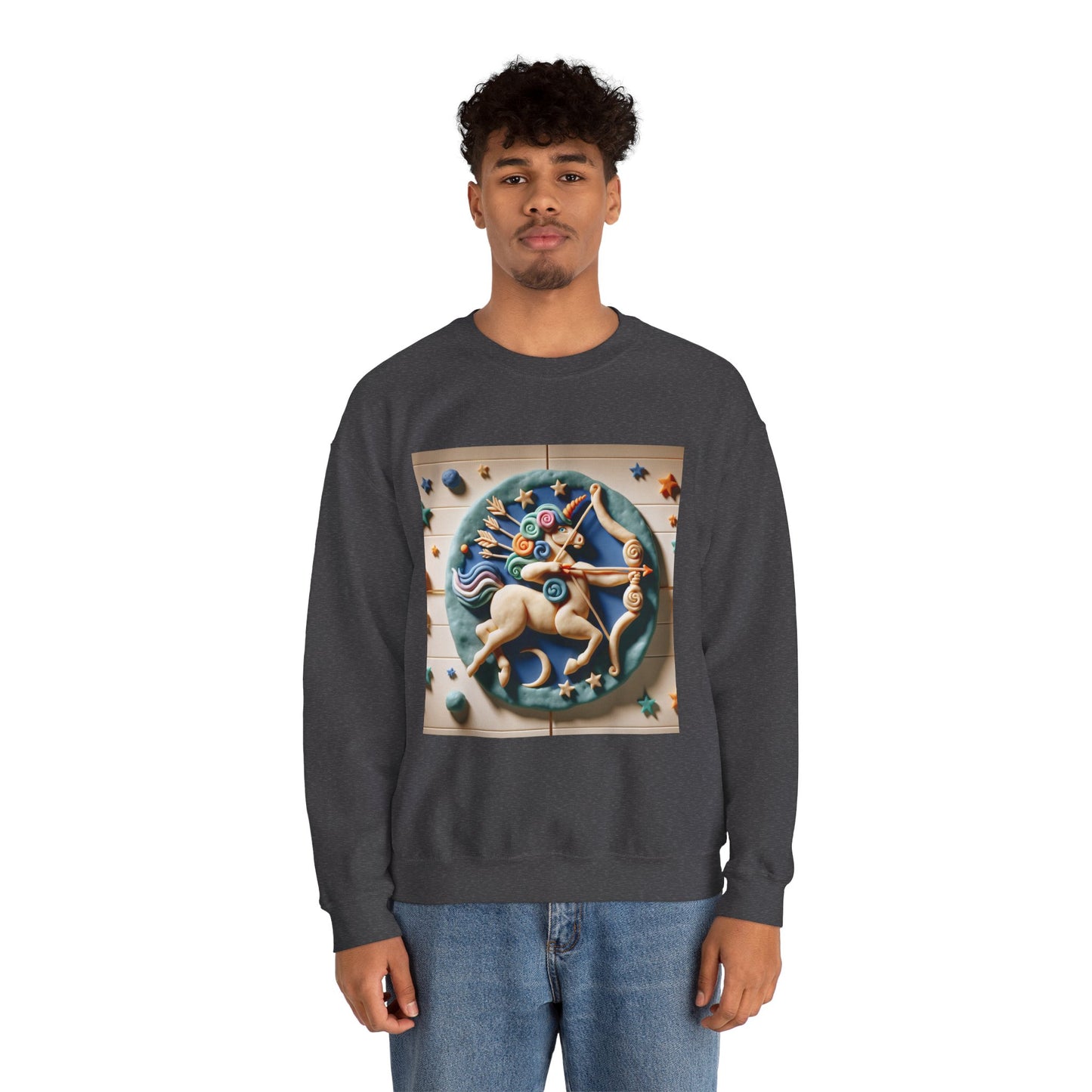 Unisex Heavy Blend™ Crewneck Sweatshirt, Colorful Horse, Sagittarius Zodiac Design