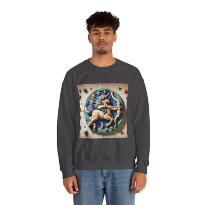 Unisex Heavy Blend™ Crewneck Sweatshirt, Colorful Horse, Sagittarius Zodiac Design
