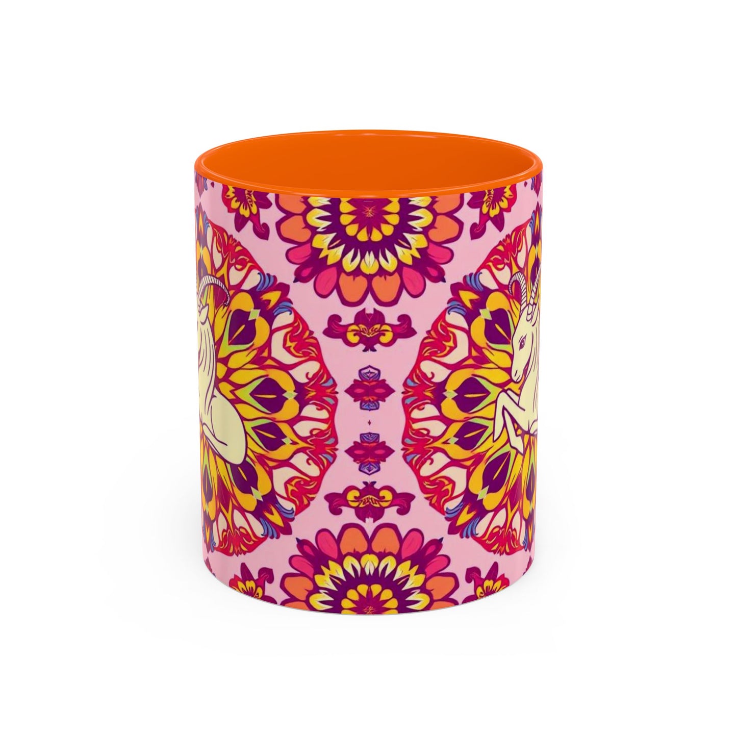 Accent Coffee Mug, Capricorn, Zodiac v3, Flower Pattern, (11, 15oz)