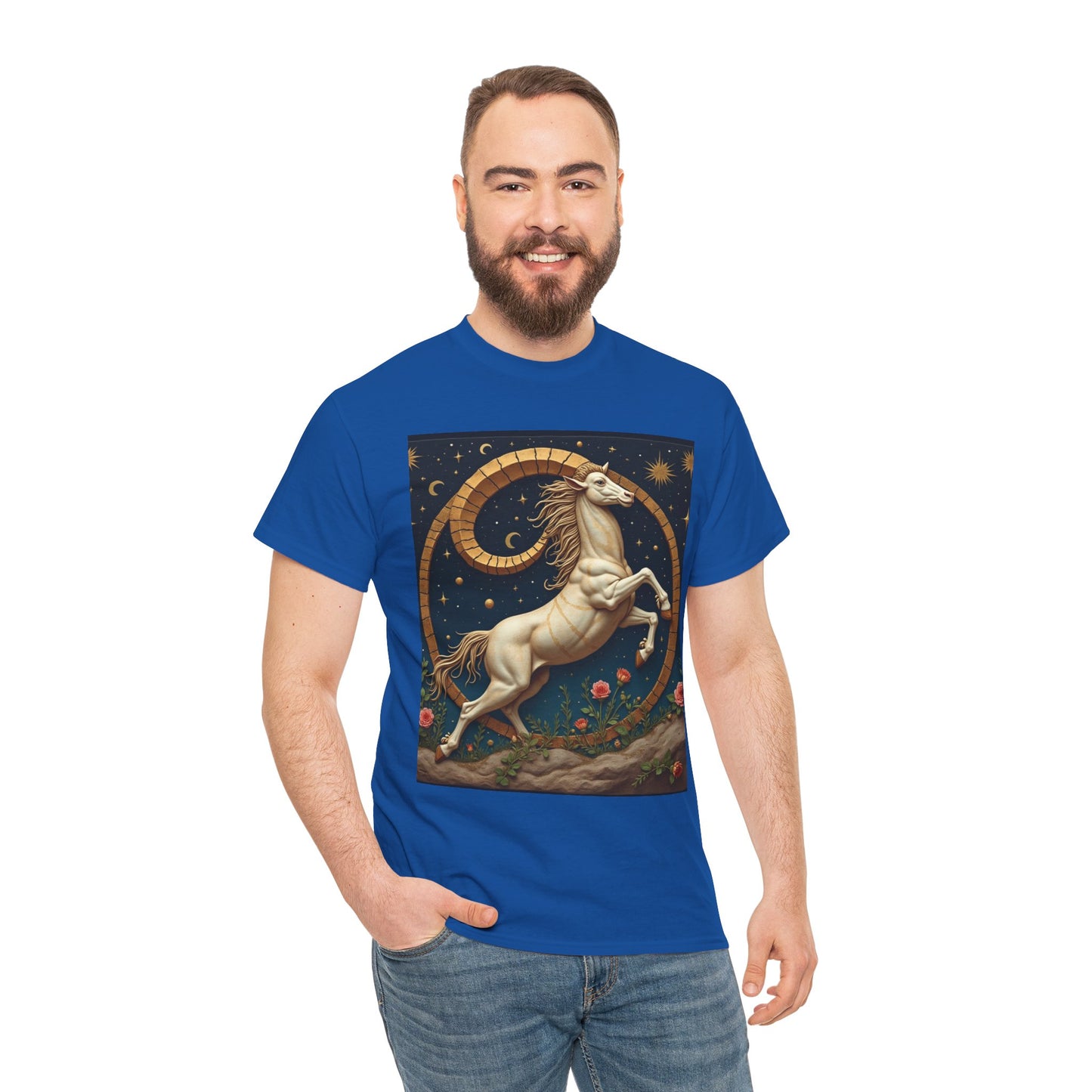 Unisex Heavy Cotton T-Shirt, Aries Animal 1v, Zodiac Design