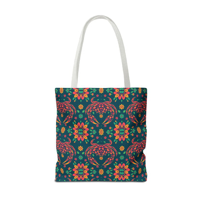 Tote Bag (AOP), Cancer, Zodiac v2, Flower Pattern