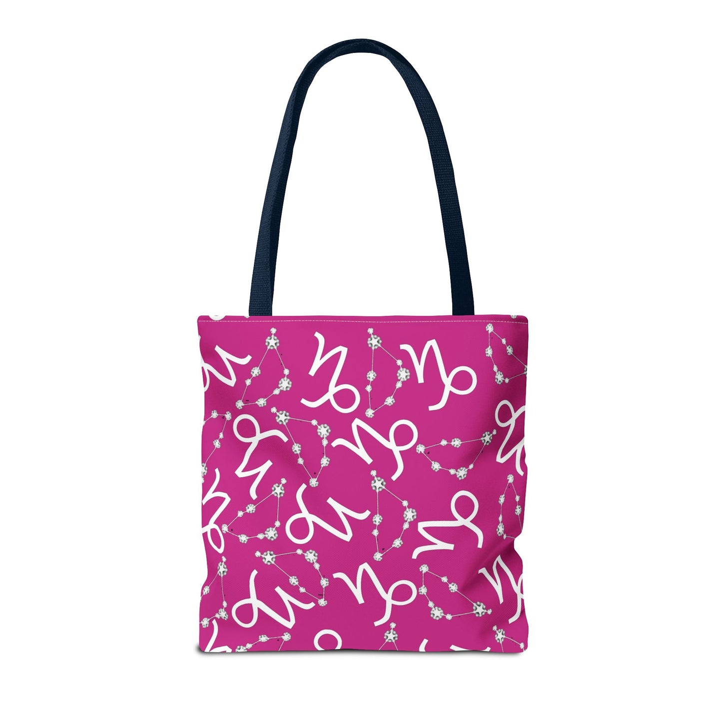 Tote Bag, Capricorn Zodiac Sign, AOP, (Pink, White)