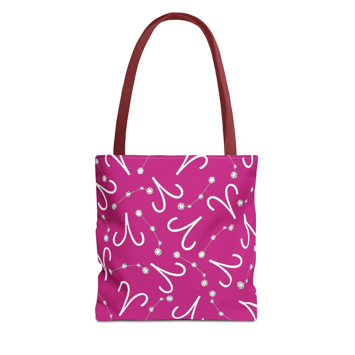 Tote Bag, Aries Zodiac Sign, AOP, (Pink, White)