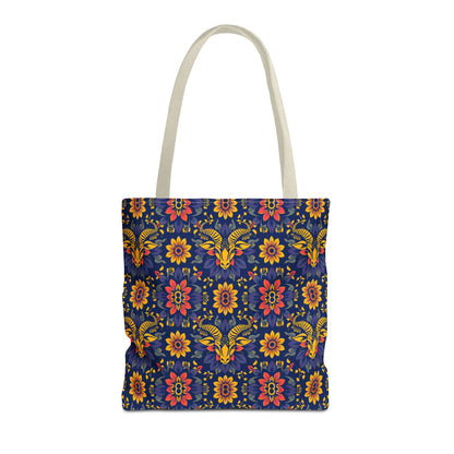 Tote Bag, (AOP), Taurus, Zodiac v3, Flower Pattern