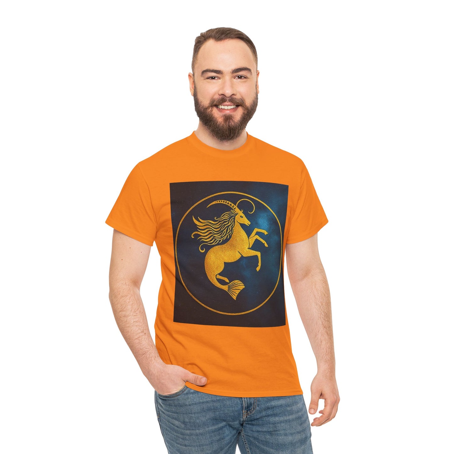 Unisex Heavy Cotton T-Shirt, Capricorn Animal v4, Symbol, Zodiac Design
