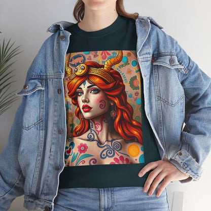 Unisex Heavy Cotton T-Shirt, Virgo, Zodiac v1, Sexy Art