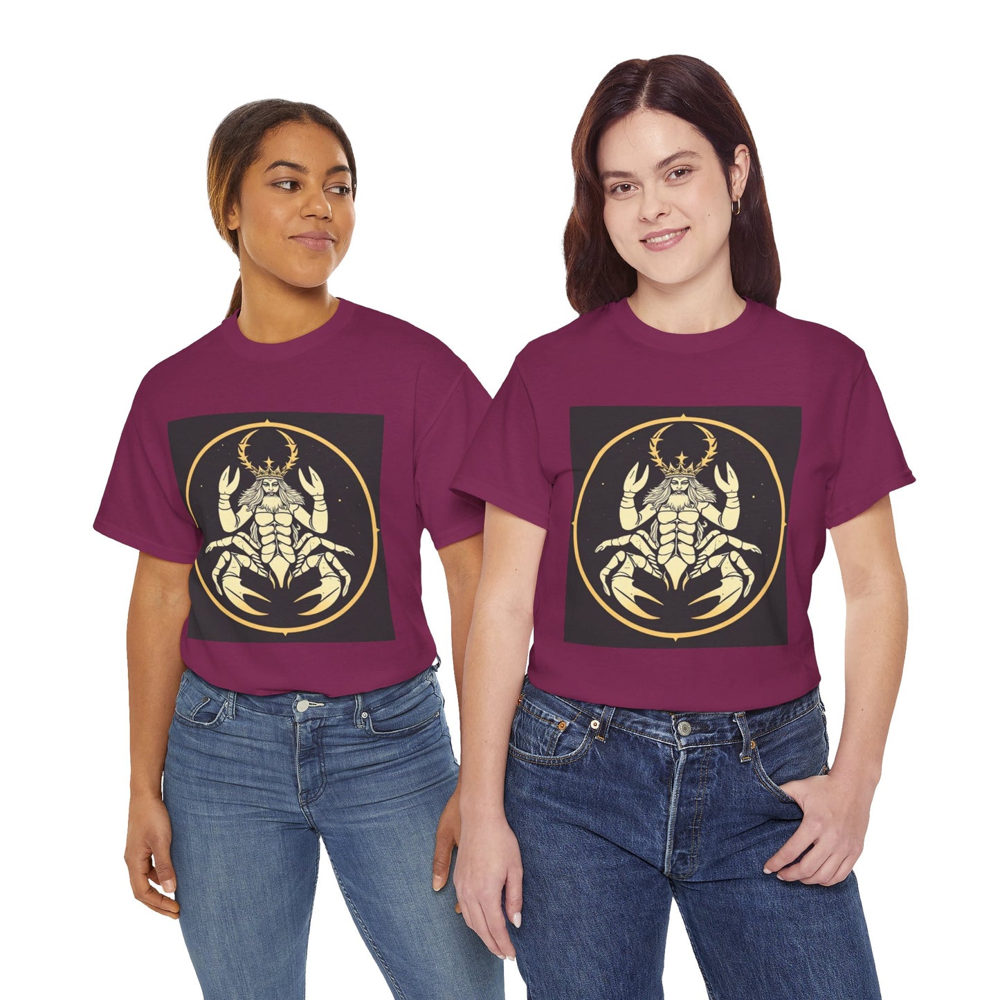 Unisex Heavy Cotton T-Shirt, Scorpio King, Print Art, Zodiac Design