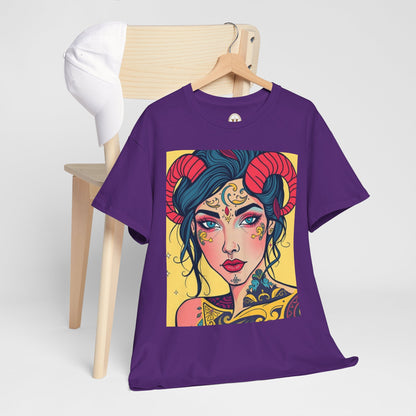 Unisex Heavy Cotton T-Shirt, Aries, Zodiac, Sexy Art