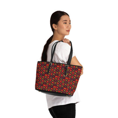 Leather Shoulder Bag, Sagittarius, Zodiac v3, Shapes Pattern
