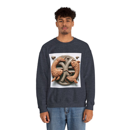 Unisex Heavy Blend™ Crewneck Sweatshirt,Two Fishes  Pisces Zodiac Design