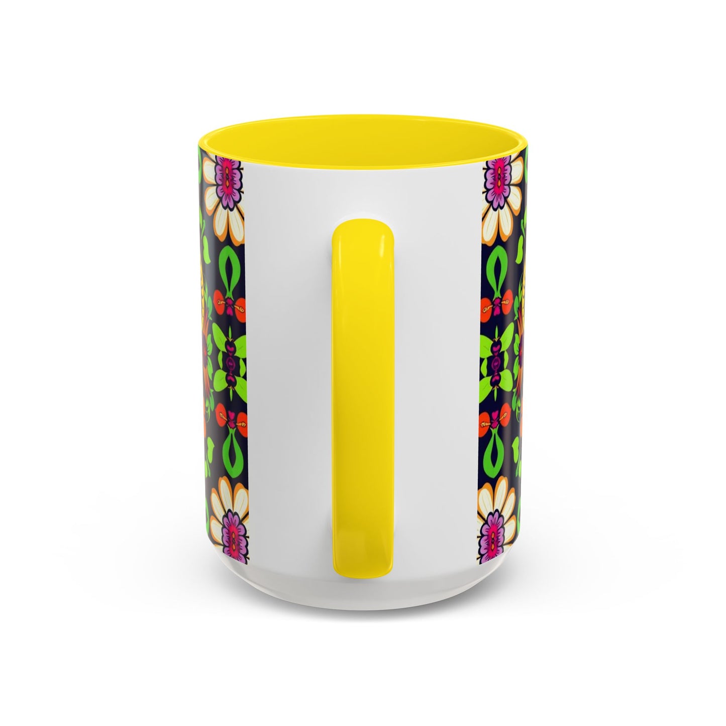 Accent Coffee Mug, Aries, Zodiac v2, Flower Pattern, (11, 15oz)
