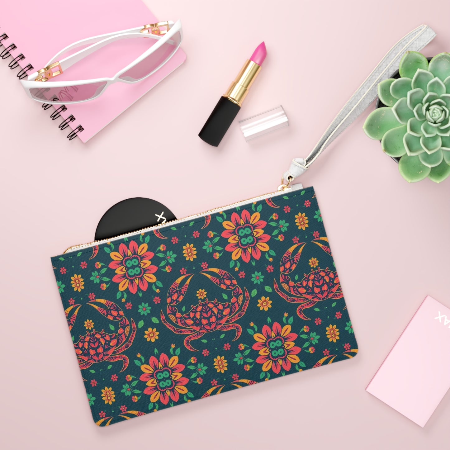 Clutch Bag, Cancer, Zodiac v1, Flower Pattern
