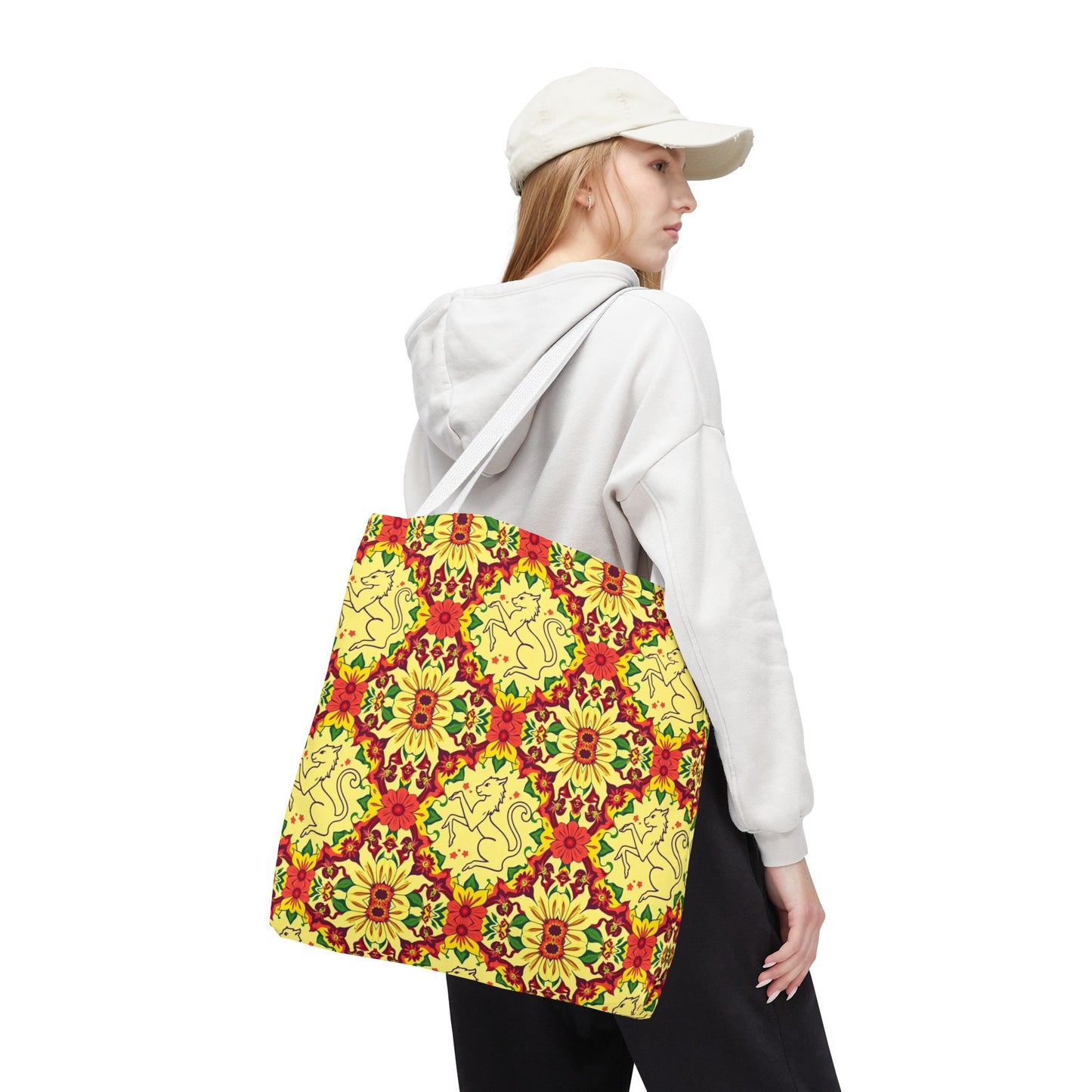 Tote Bag, (AOP), Virgo, Zodiac, Flower Pattern