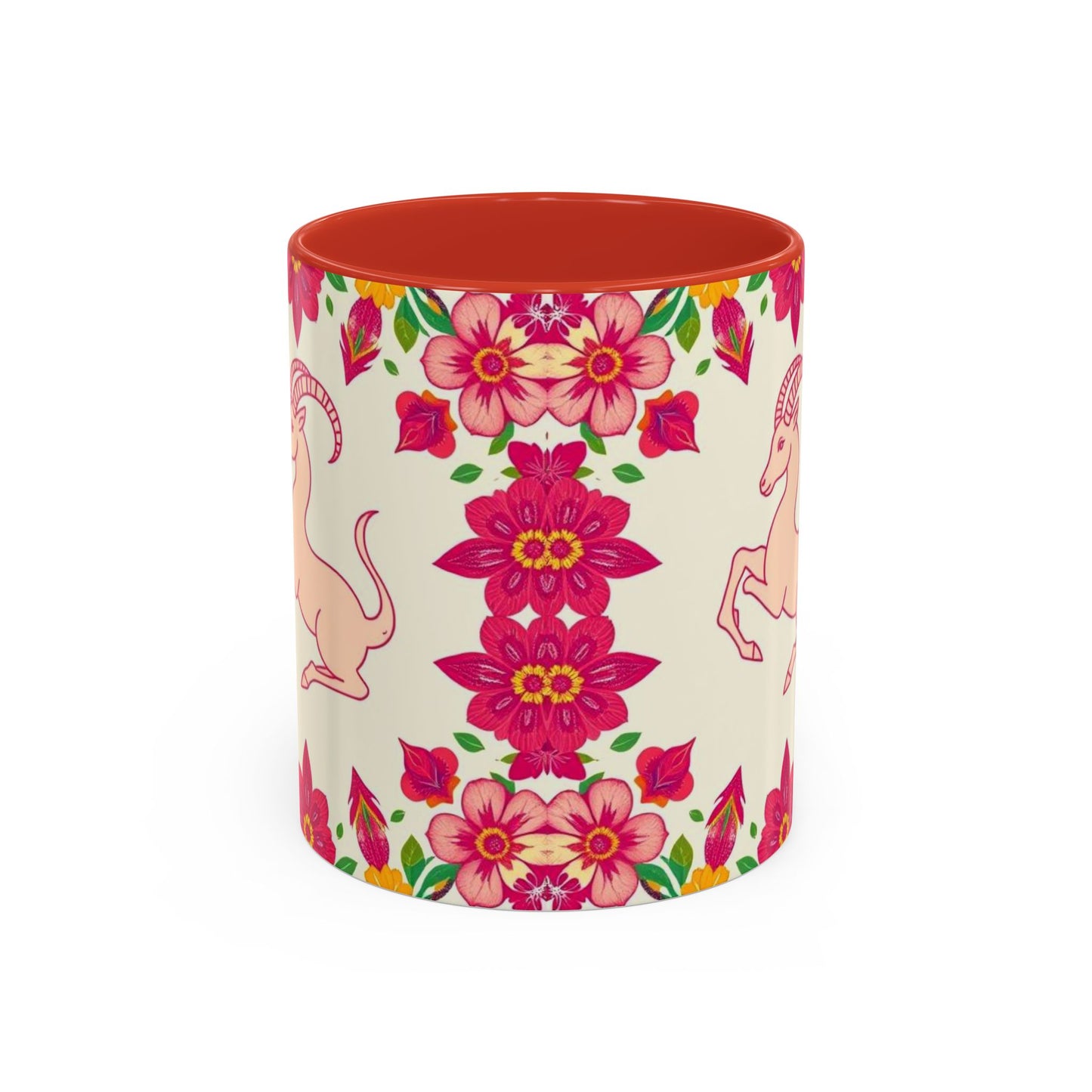 Accent Coffee Mug, Capricorn, Zodiac v2, Flower Pattern, (11, 15oz)