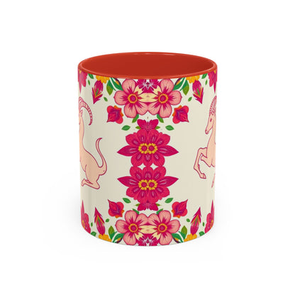 Accent Coffee Mug, Capricorn, Zodiac v2, Flower Pattern, (11, 15oz)