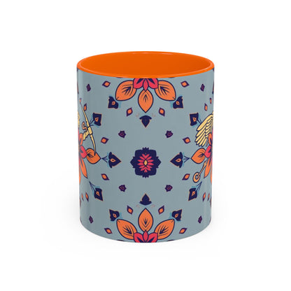 Accent Coffee Mug, Sagittarius, Zodiac v3. Flower Pattern, (11, 15oz)