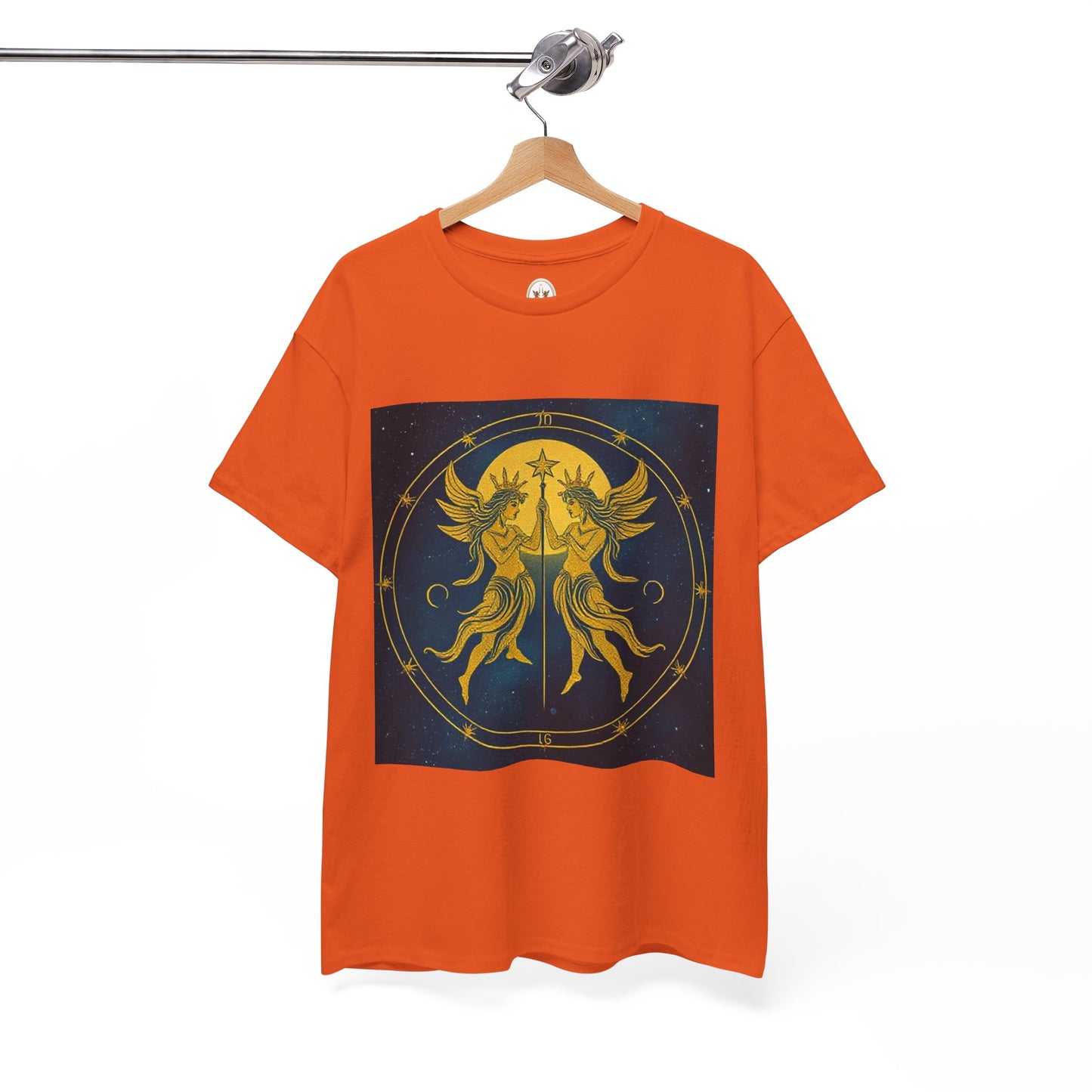 Unisex Heavy Cotton T-Shirt, Space Twins v3, Gemini Zodiac Design