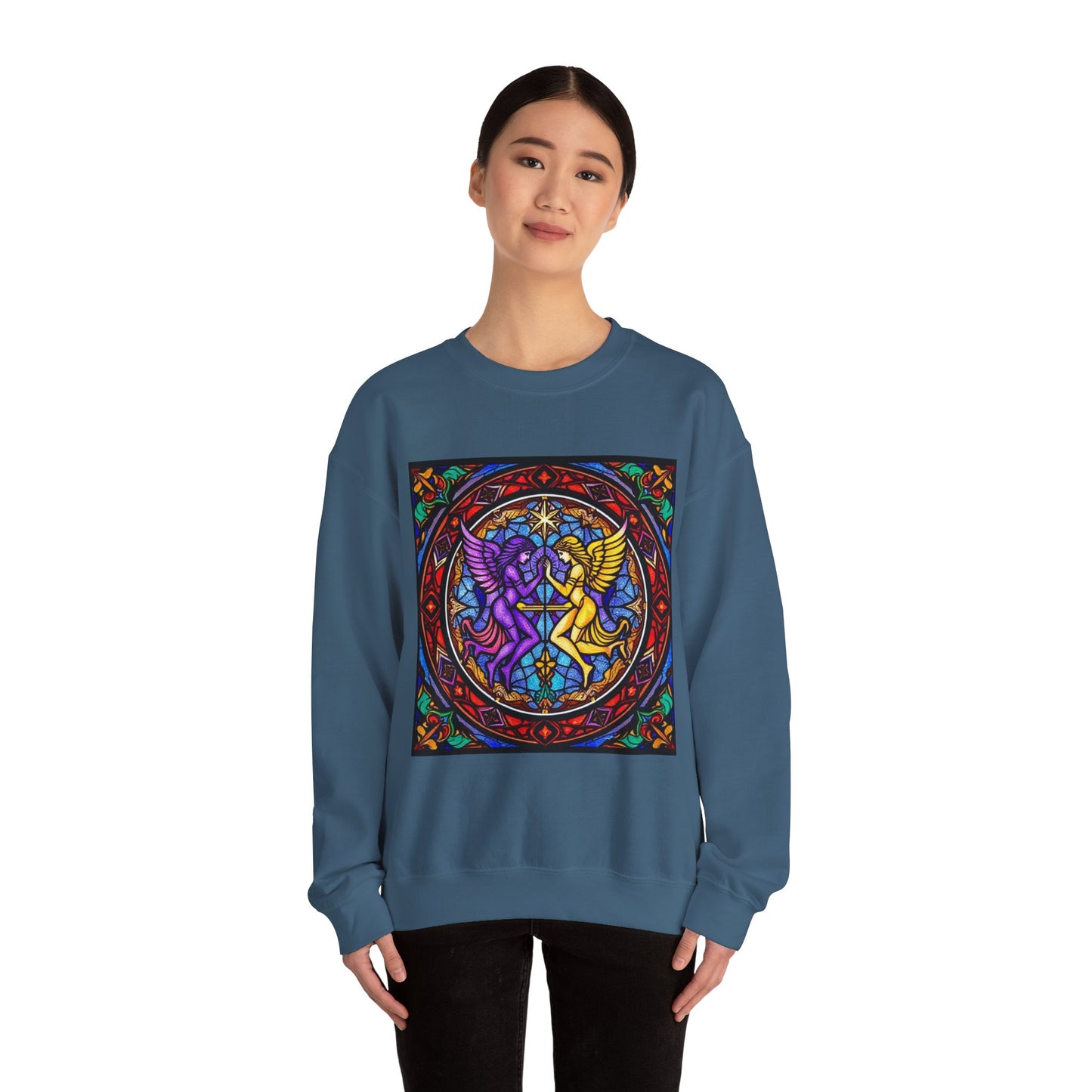 Unisex Heavy Blend™ Crewneck Sweatshirt, Glass, Gemini Zodiac Design