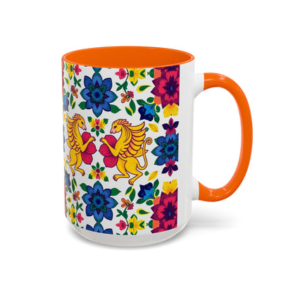 Accent Coffee Mug, Gemini, Zodiac, Flower Pattern, (11, 15oz)