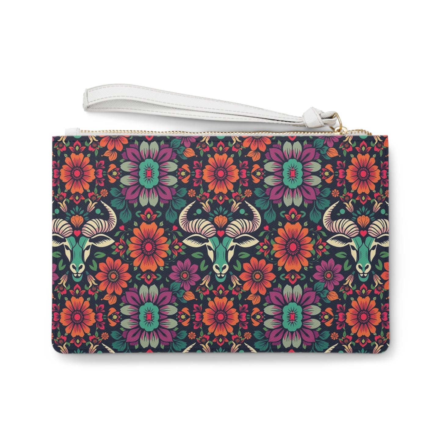 Clutch Bag, Taurus, Zodiac v2, Flower Pattern
