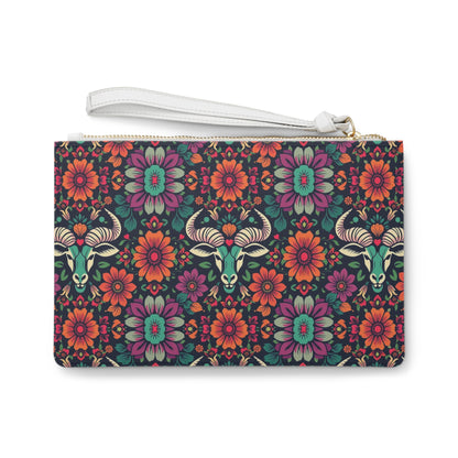 Clutch Bag, Taurus, Zodiac v2, Flower Pattern