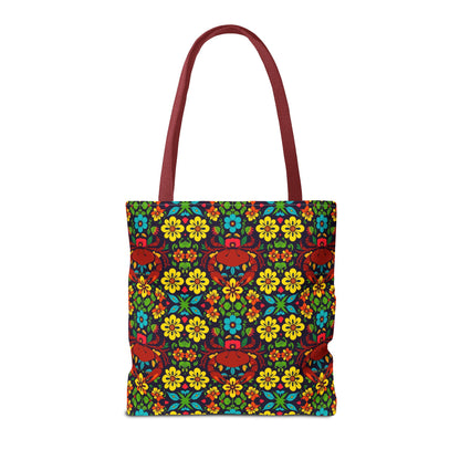 Tote Bag, (AOP), Cancer, Zodiac v4, Flower Pattern