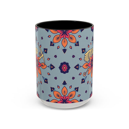 Accent Coffee Mug, Sagittarius, Zodiac v3. Flower Pattern, (11, 15oz)