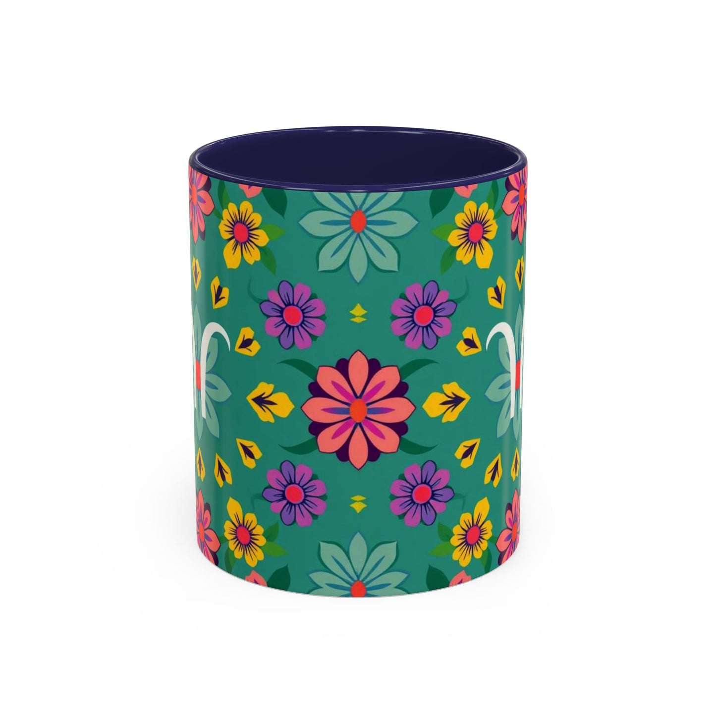 Accent Coffee Mug, Aquarius, Zodiac v3, Flower Pattern, (11, 15oz)