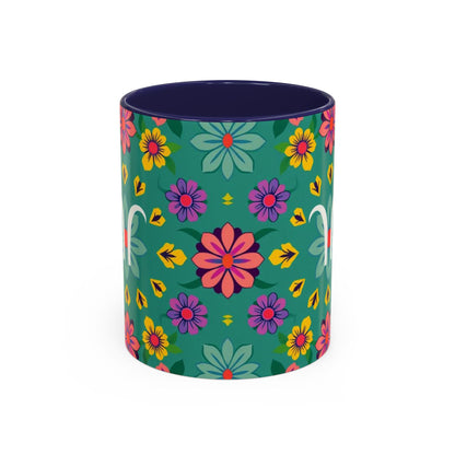 Accent Coffee Mug, Aquarius, Zodiac v3, Flower Pattern, (11, 15oz)