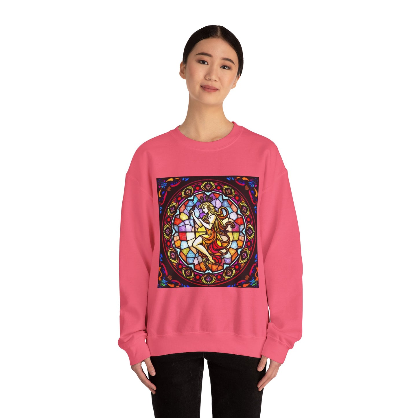 Unisex Heavy Blend™ Crewneck Sweatshirt, Glass, Virgo Zodiac Design