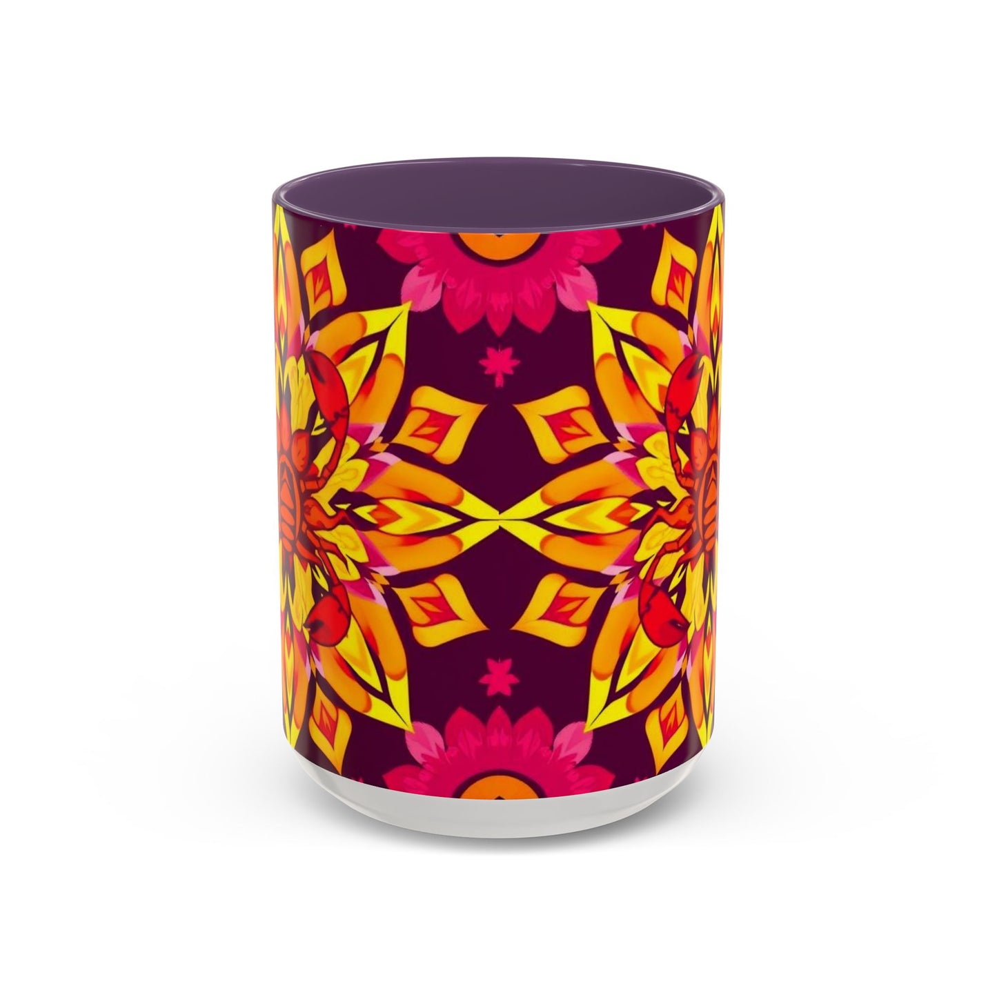 Accent Coffee Mug, Scorpio, Zodiac v1. Flower Pattern, (11, 15oz)