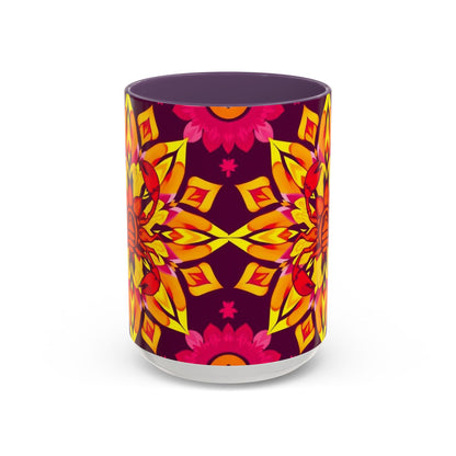 Accent Coffee Mug, Scorpio, Zodiac v1. Flower Pattern, (11, 15oz)