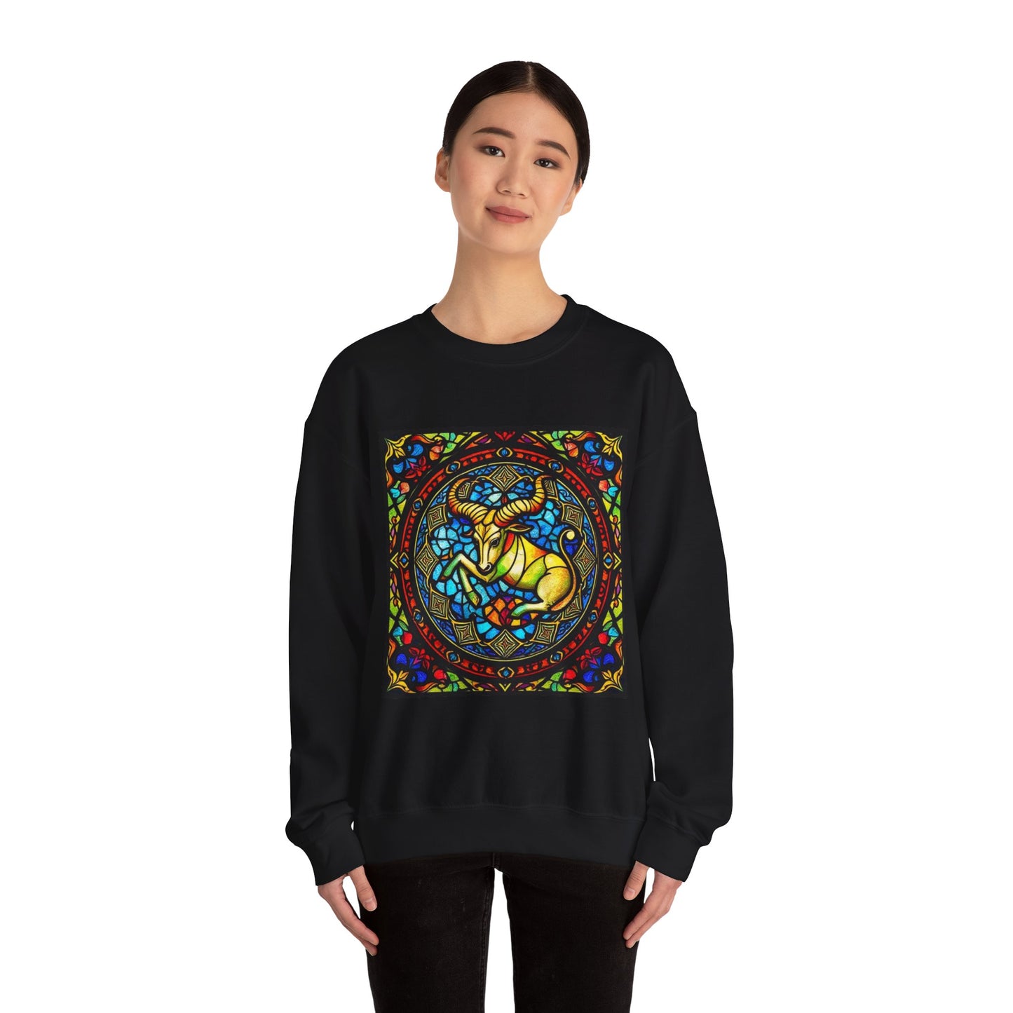 Unisex Heavy Blend™ Crewneck Sweatshirt, Glass, Taurus Zodiac Design