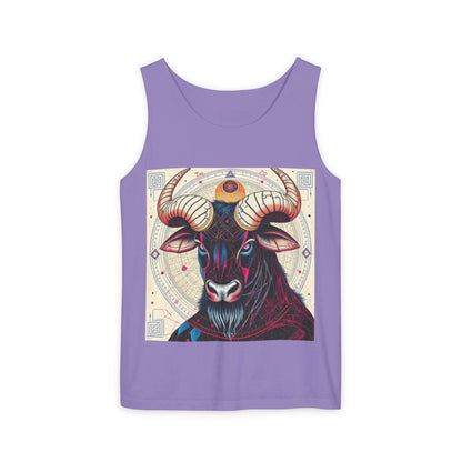 Unisex Garment-Dyed, Tank Top, Taurus Design, Pop Art, 100% US cotton