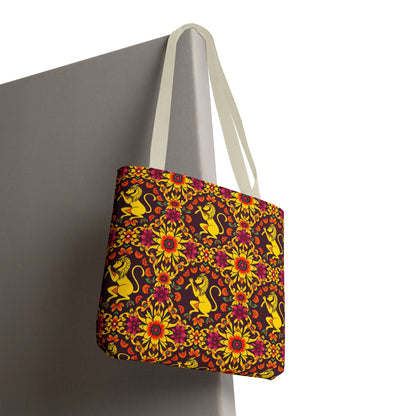 Tote Bag, (AOP), Virgo, Zodiac v5, Flower Pattern