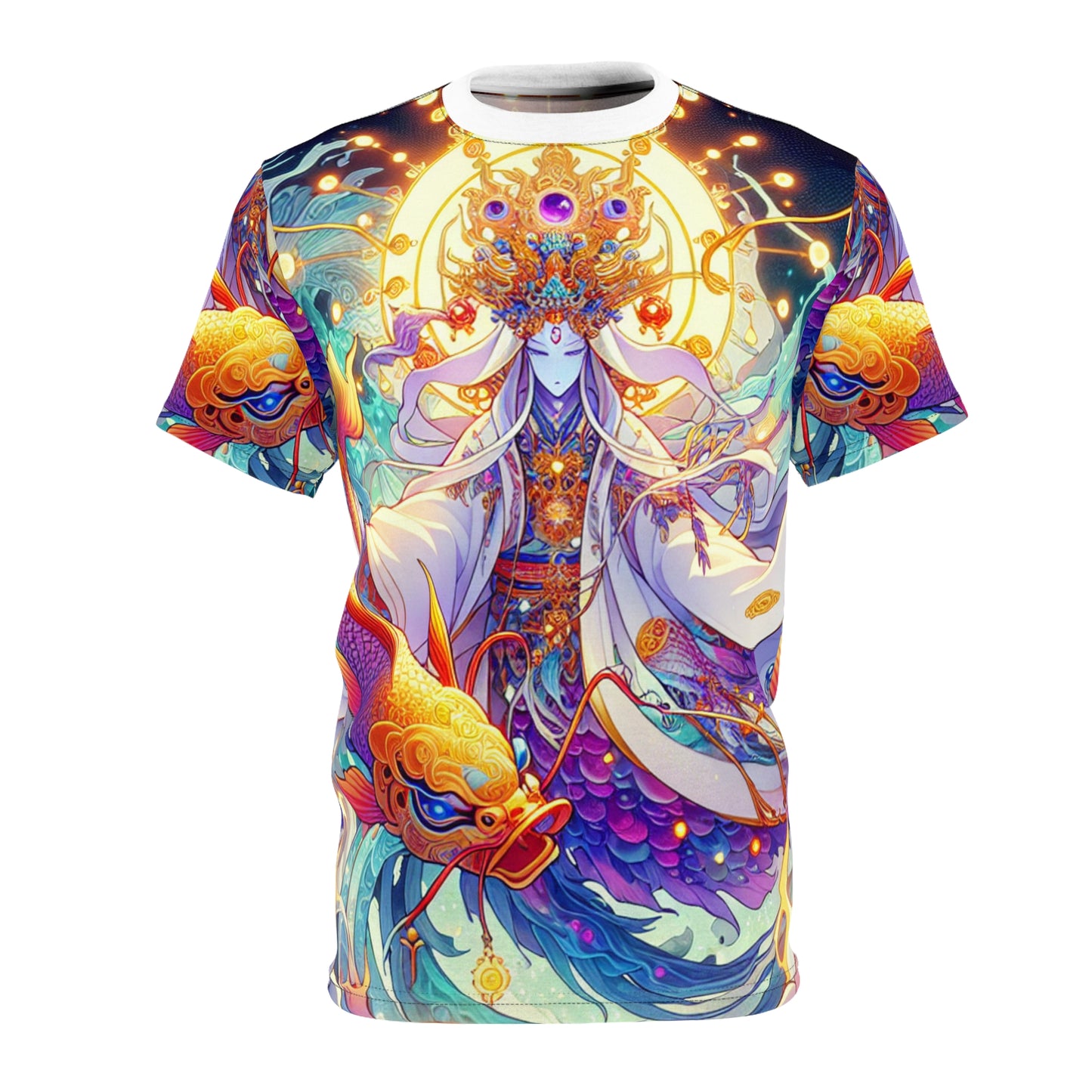 Unisex Cut & Sew T-Shirt (AOP), Guardian Duo, Pisces Zodiac Design, Regular fit, 100% Polyester