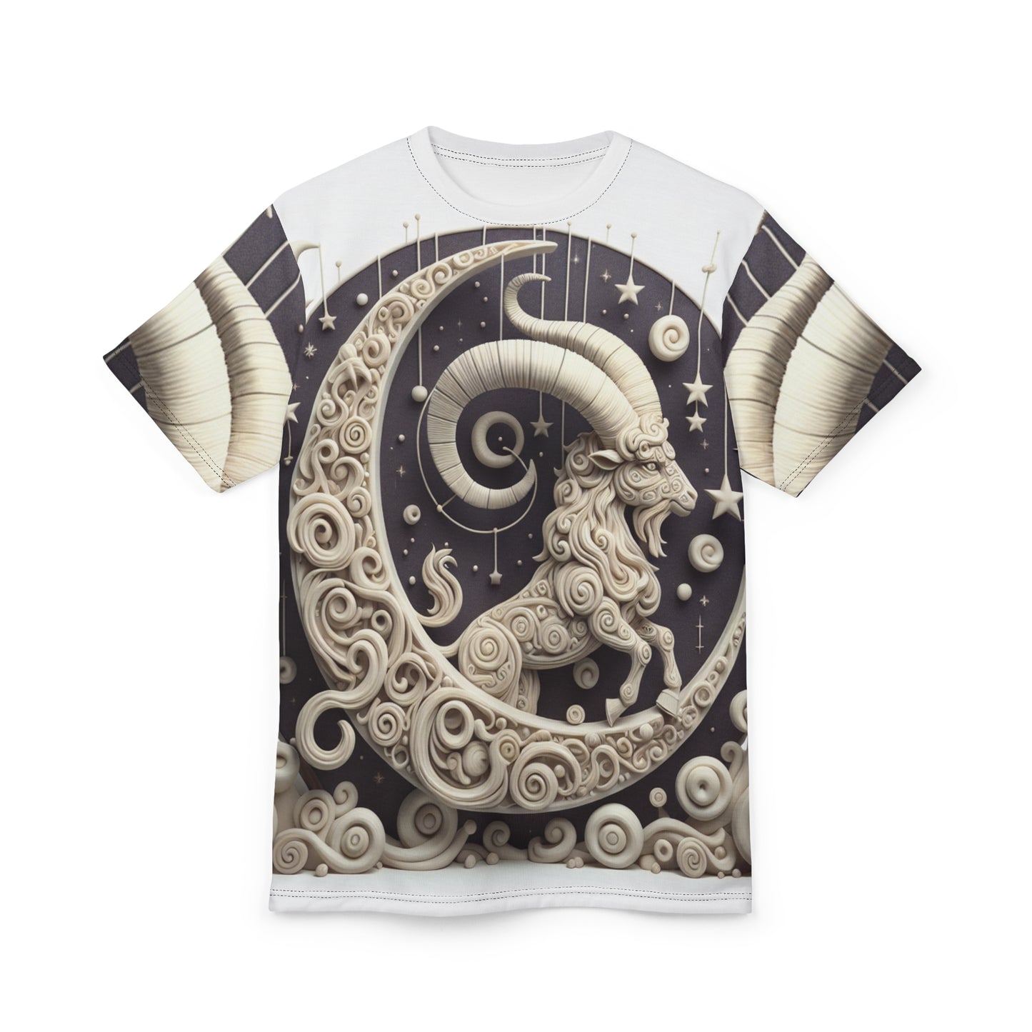 Unisex Cut & Sew T-Shirt (AOP), Capricorn Animal, Zodiac Design, Regular fit, 100% Polyester