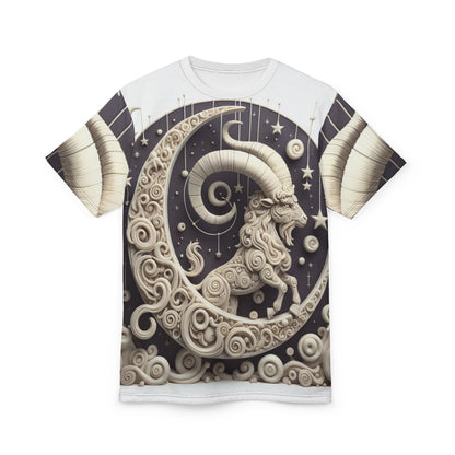 Unisex Cut & Sew T-Shirt (AOP), Capricorn Animal, Zodiac Design, Regular fit, 100% Polyester