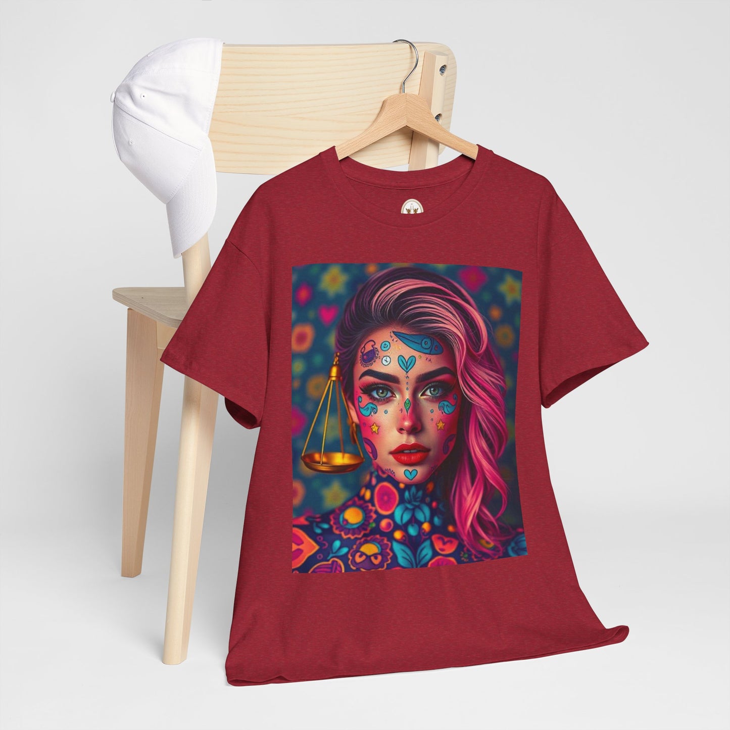 Unisex Heavy Cotton T-Shirt, Libra, Zodiac v2, Sexy Art