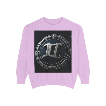 Garment-Dyed Sweatshirt, Unisex, Space Symbol Design v1, Gemini