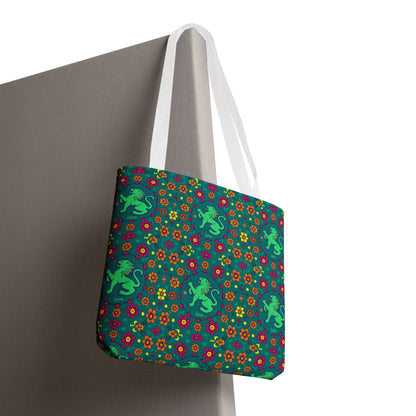 Tote Bag, (AOP), Leo, Zodiac v3, Flower Pattern